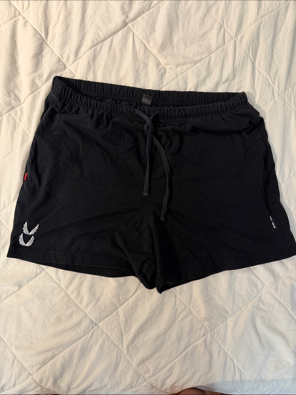 ASRV Black Athletic Drawstring Shorts with White Logo Accent